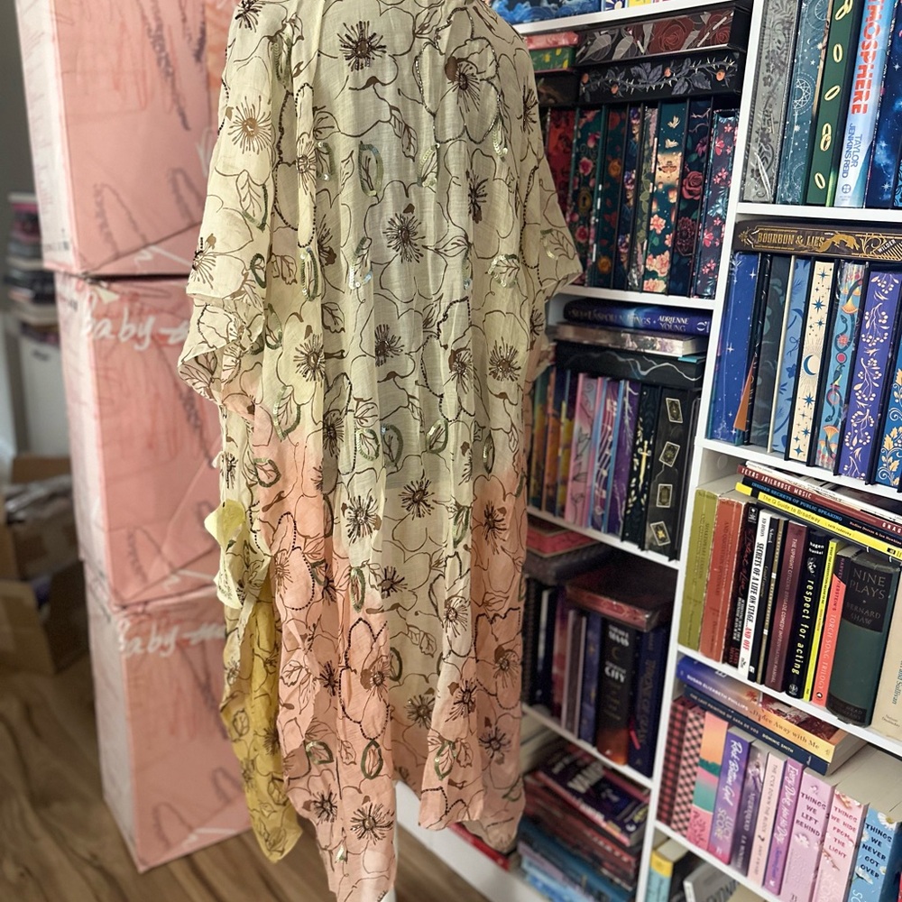 Aratta Floral cover up or kimono with sequin flowers